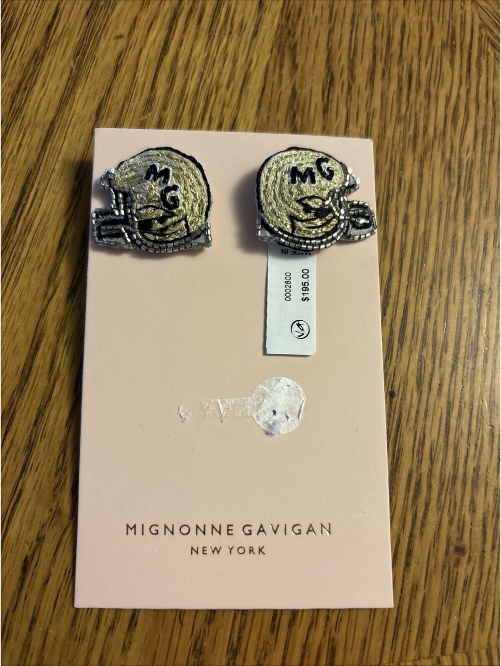 Mignonne Gavigan Beaded Football Helmet Stud Earrings, $195, BRAND NEW, J229